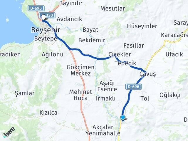 Gevrekli Beyşehir Otogarı Arası Kaç Km - Yol Tarifi