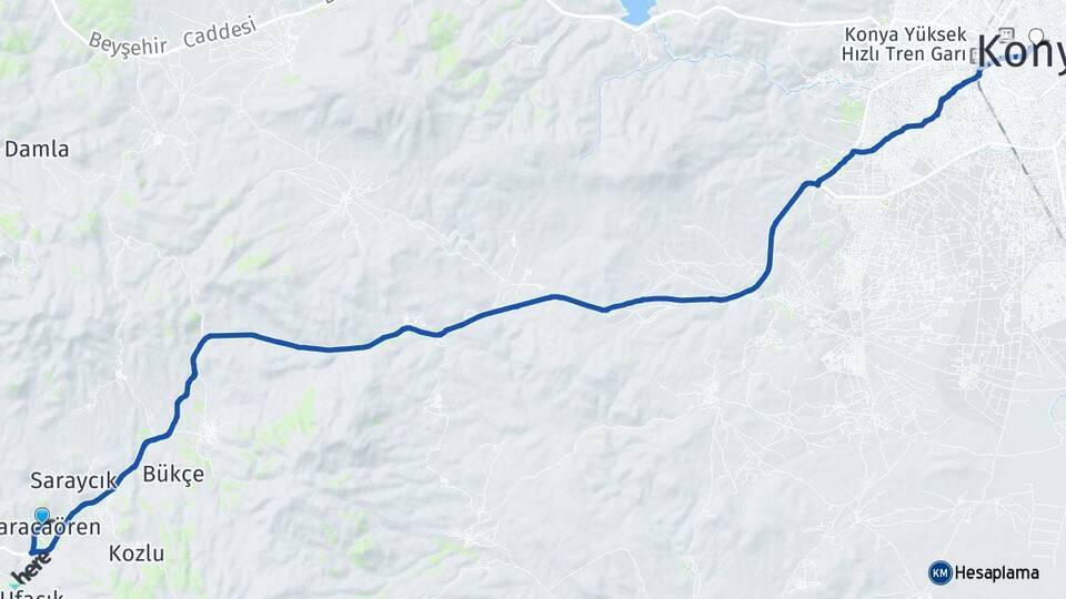 Karacaören Konya Arası Kaç Km - Yol Tarifi
