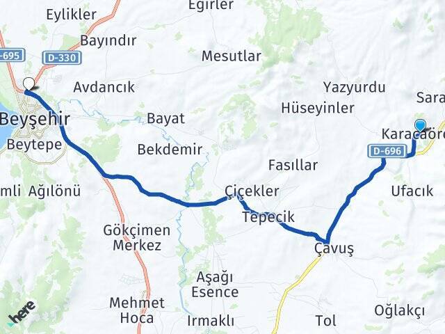 Karacaören Beyşehir Otogarı Arası Kaç Km - Yol Tarifi