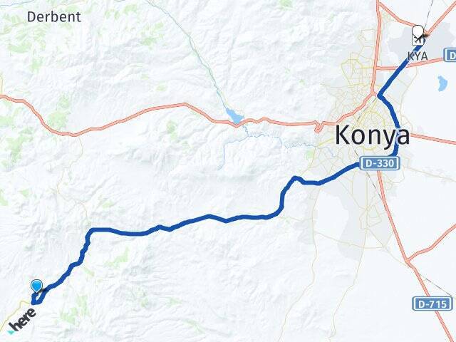 Karacaören Konya Havalimanı Arası Kaç Km - Yol Tarifi