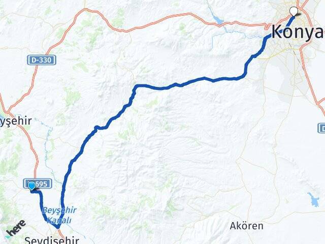 Kavak Selçuklu YHT Garı Arası Kaç Km - Yol Tarifi