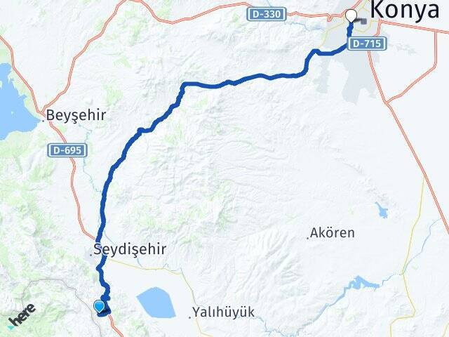 Madenli Konya YHT Garı Arası Kaç Km - Yol Tarifi