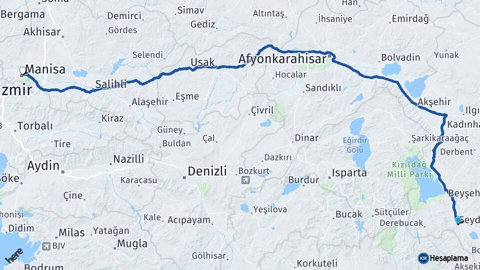 Konya Seydişehir Manisa Arası Kaç Km - Yol Haritası