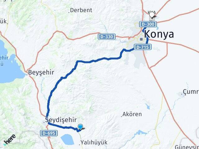 Ortakaraören Konya Havalimanı Arası Kaç Km - Yol Tarifi