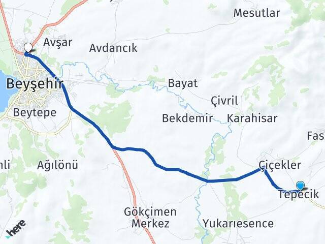 Tepecik Beyşehir Otogarı Arası Kaç Km - Yol Tarifi