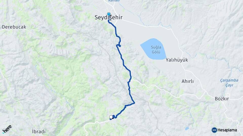 Konya Seydişehir Yarpuz Akseki Antalya Arası Kaç Km - Yol Haritası