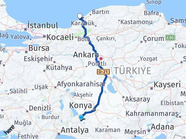 Konya Seydişehir Zonguldak Arası Kaç Km - Yol Haritası