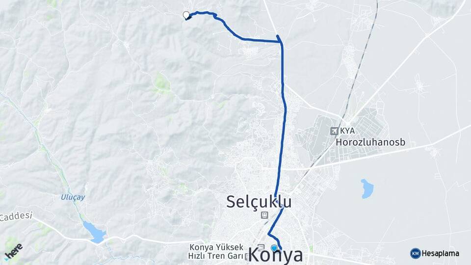Konya Sızma Selçuklu Arası Kaç Km - Yol Haritası