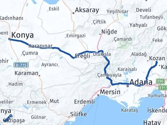 Konya Sumbas Osmaniye Arası Kaç Km - Yol Haritası