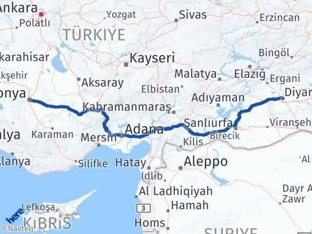 Konya Sur Diyarbakır Arası Kaç Km - Yol Haritası