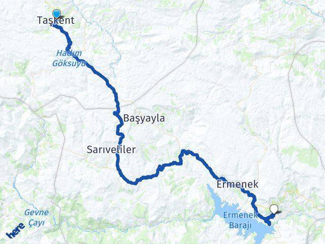 Konya Taşkent Ağaççatı Ermenek Karaman Arası Kaç Km - Yol Haritası