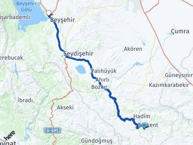 Bektaş Beyşehir Otogarı Arası Kaç Km - Yol Tarifi
