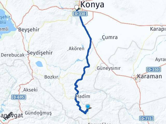 Bolay Konya YHT Garı Arası Kaç Km - Yol Tarifi