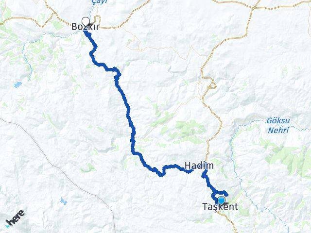Konya Taşkent Bozkır Arası Kaç Km - Yol Haritası