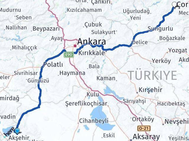 Tuzlukçu Çorum Arası Kaç Km - Yol Tarifi