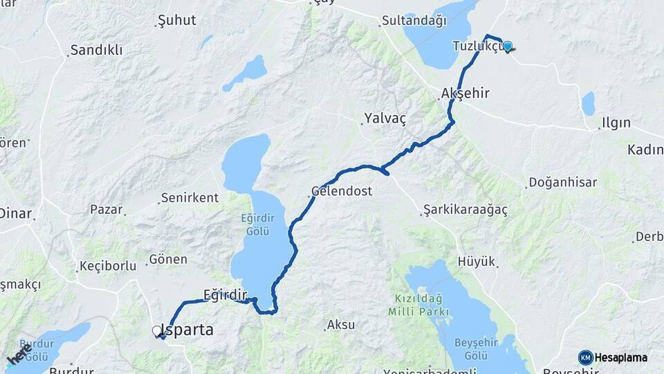 Tuzlukçu Isparta Arası Kaç Km - Yol Tarifi