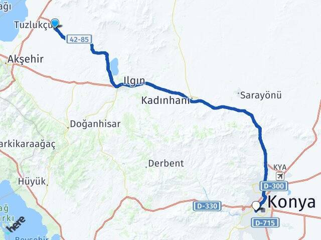 Orta Konya YHT Garı Arası Kaç Km - Yol Tarifi
