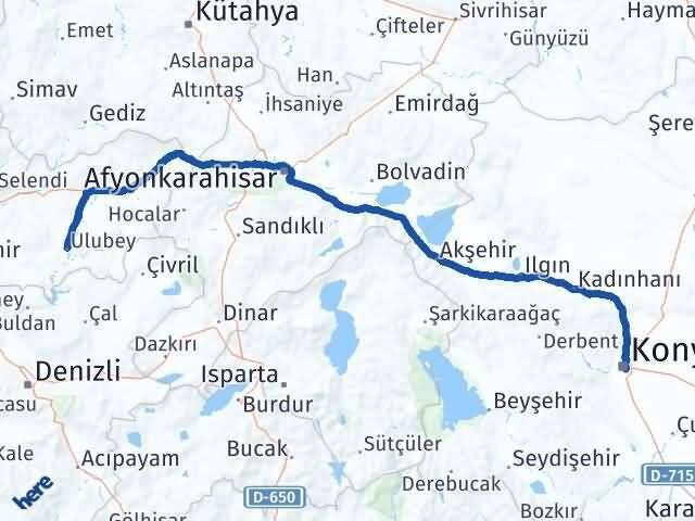Konya Ulubey Arası Kaç Km - Yol Tarifi