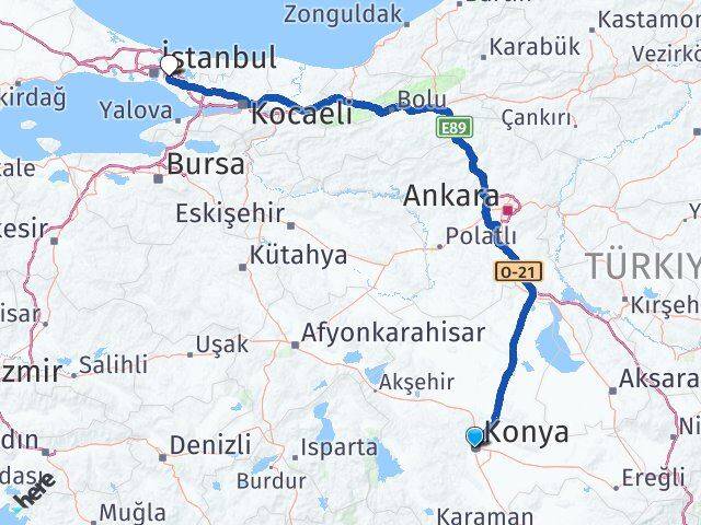 Konya Ümraniye İstanbul Arası Kaç Km - Yol Haritası