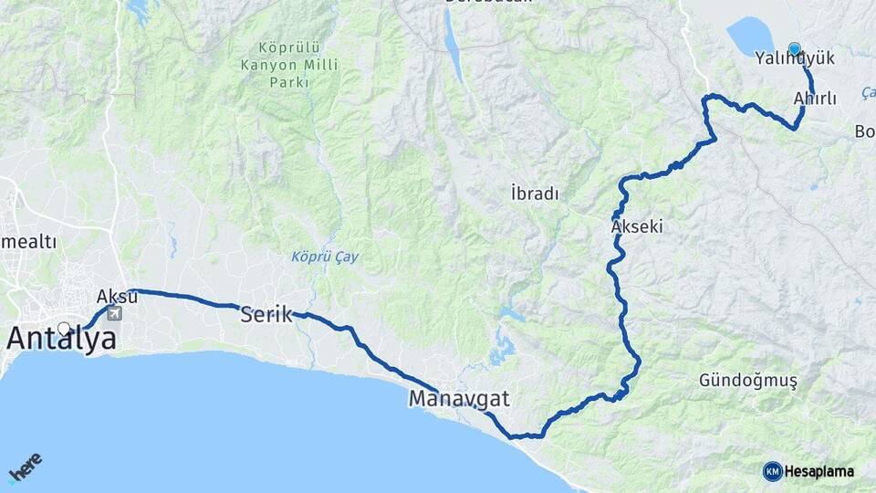 Yalıhüyük Antalya Arası Kaç Km - Yol Tarifi