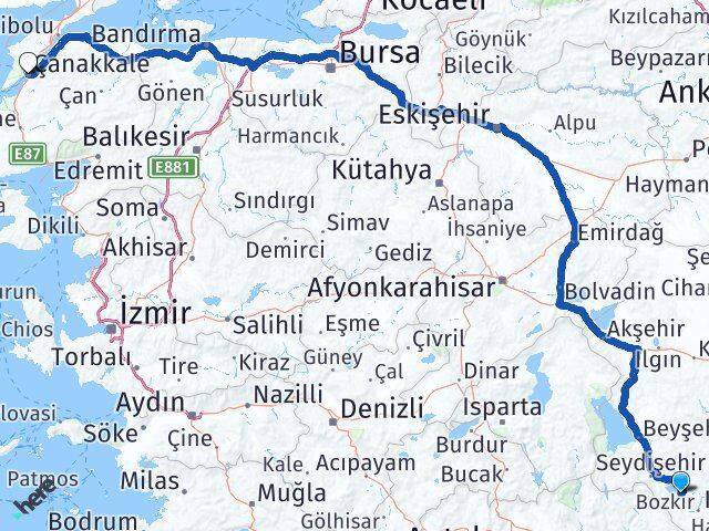 Yalıhüyük Çanakkale Arası Kaç Km - Yol Tarifi