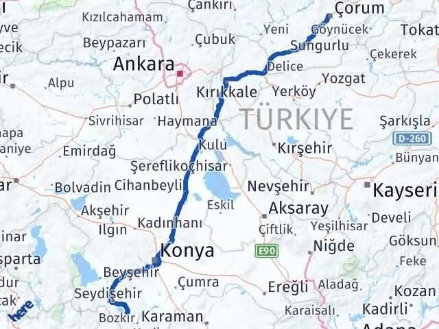 Yalıhüyük Çorum Arası Kaç Km - Yol Tarifi