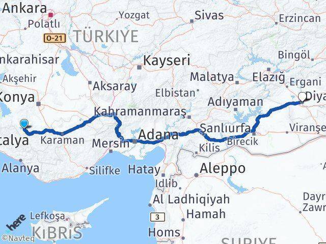 Yalıhüyük Diyarbakır Arası Kaç Km - Yol Tarifi