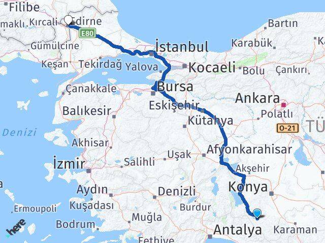 Yalıhüyük Edirne Arası Kaç Km - Yol Tarifi