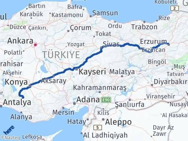 Yalıhüyük Erzurum Arası Kaç Km - Yol Tarifi