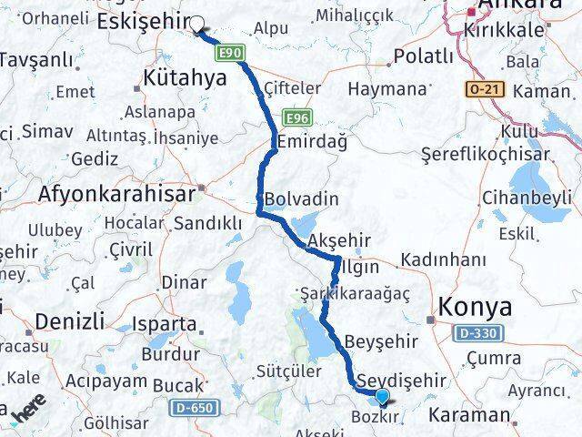 Yalıhüyük Eskişehir Arası Kaç Km - Yol Tarifi