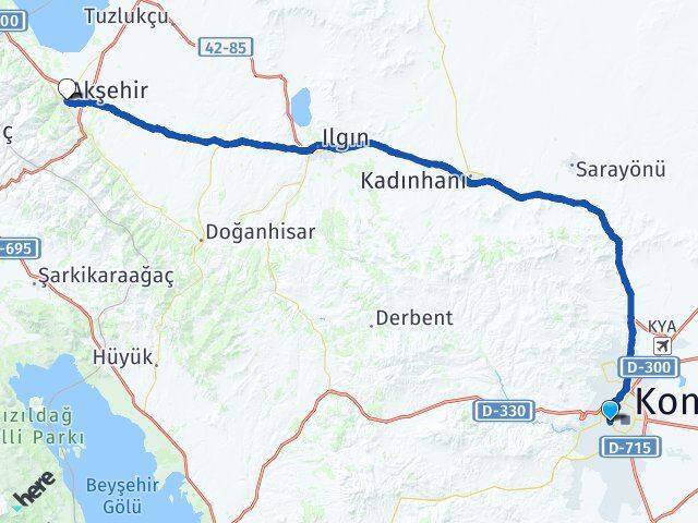 Konya YHT Garı Akşehir Arası Kaç Km - Yol Tarifi