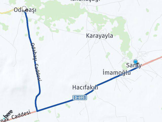 Saray Odabaşı Arası Kaç Km - Yol Tarifi