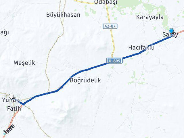 Saray Yunak Arası Kaç Km - Yol Tarifi