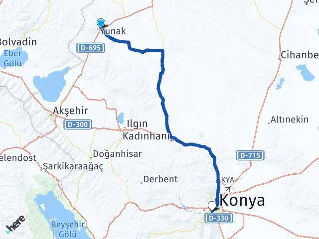 Selçuk Konya YHT Garı Arası Kaç Km - Yol Tarifi