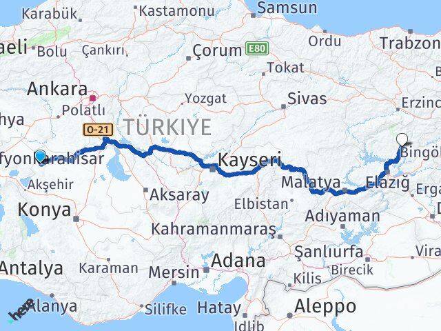 Konya Yunak Tunceli Arası Kaç Km - Yol Haritası
