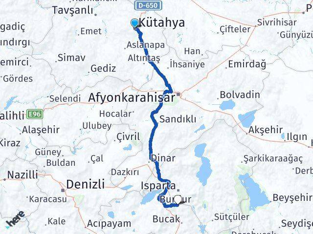 Kütahya Ağlasun Burdur Arası Kaç Km - Yol Haritası