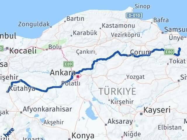 Kütahya Akkuş Arası Kaç Km - Yol Tarifi