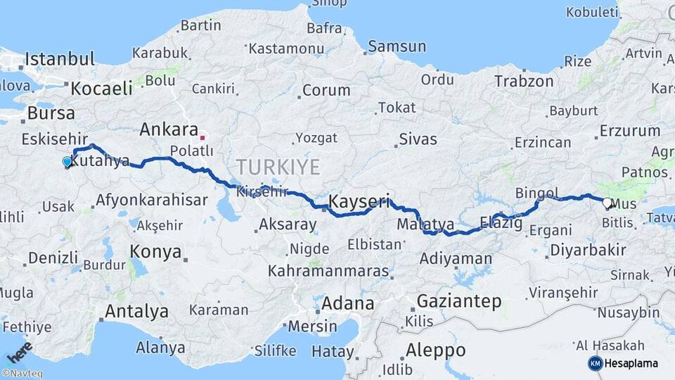 Kütahya Akoluk Arası Kaç Km - Yol Haritası
