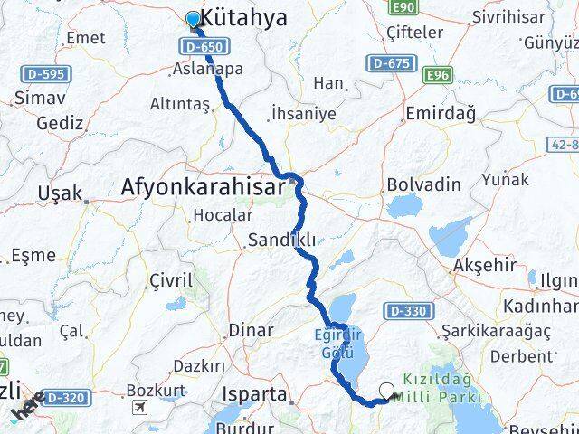 Kütahya Aksu Isparta Arası Kaç Km - Yol Haritası