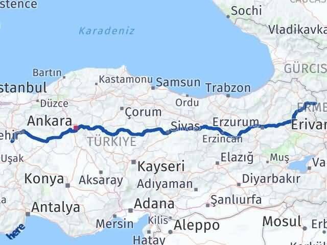 Kütahya Akyaka Kars Arası Kaç Km - Yol Haritası