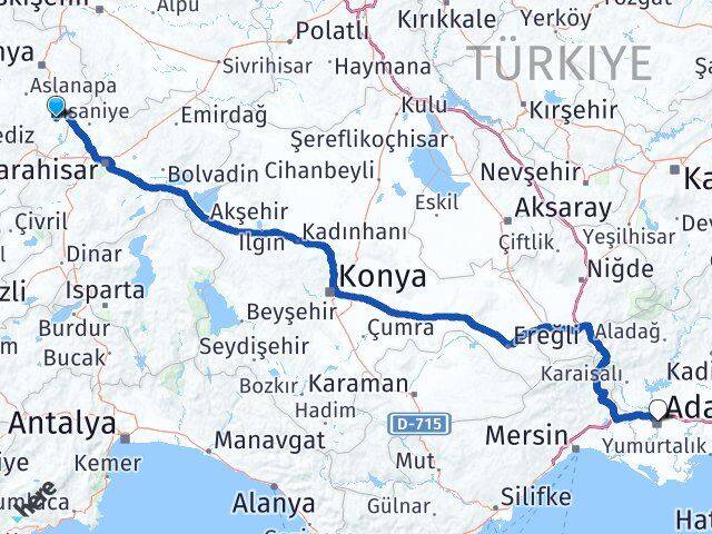 Kütahya Altıntaş Adana Arası Kaç Km - Yol Haritası