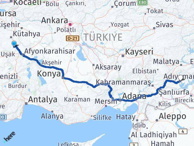 Kütahya Altıntaş Adıyaman Arası Kaç Km - Yol Haritası