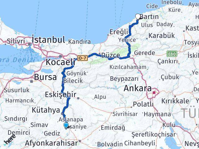 Kütahya Altıntaş Bartın Arası Kaç Km - Yol Haritası