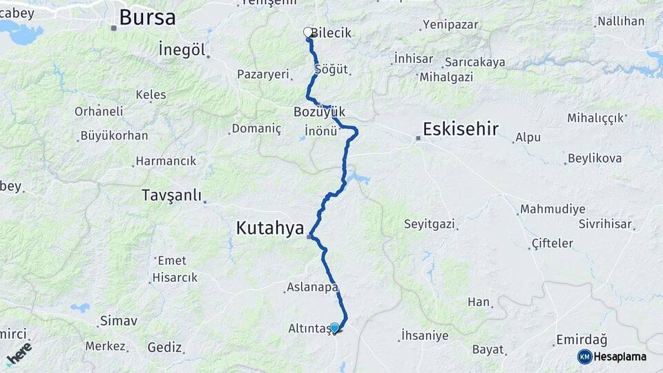 Altıntaş Bilecik Arası Kaç Km - Yol Tarifi