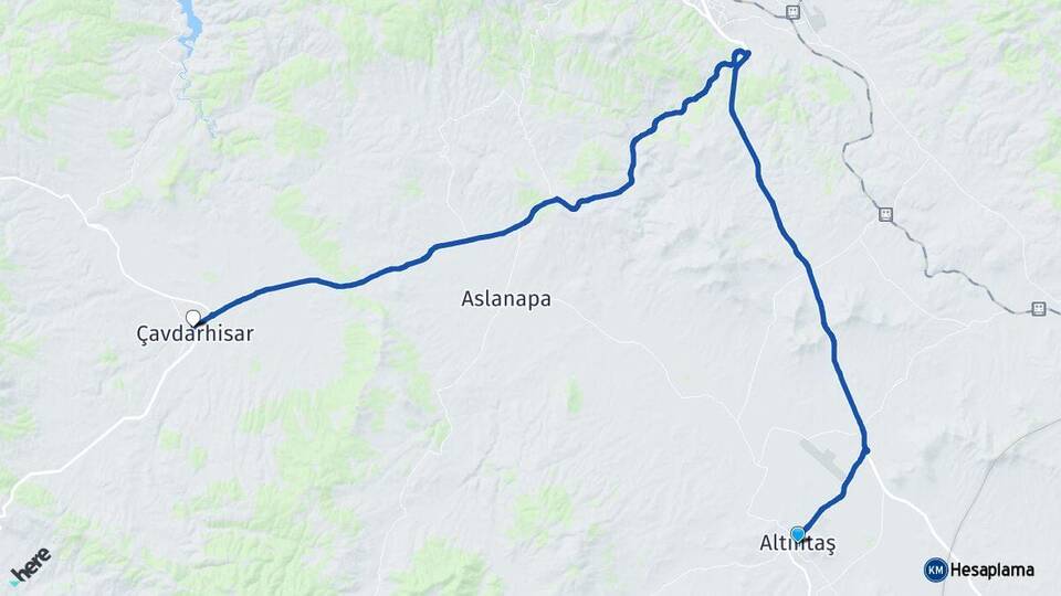 Kütahya Altıntaş Çavdarhisar Arası Kaç Km - Yol Haritası