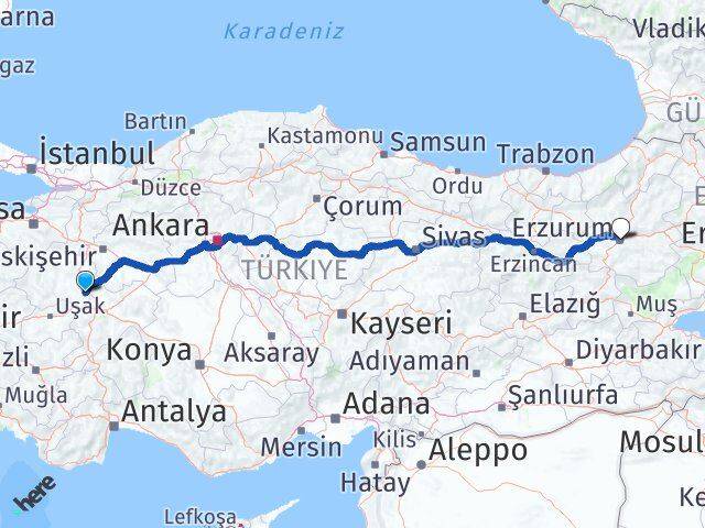Kütahya Altıntaş Erzurum Arası Kaç Km - Yol Haritası