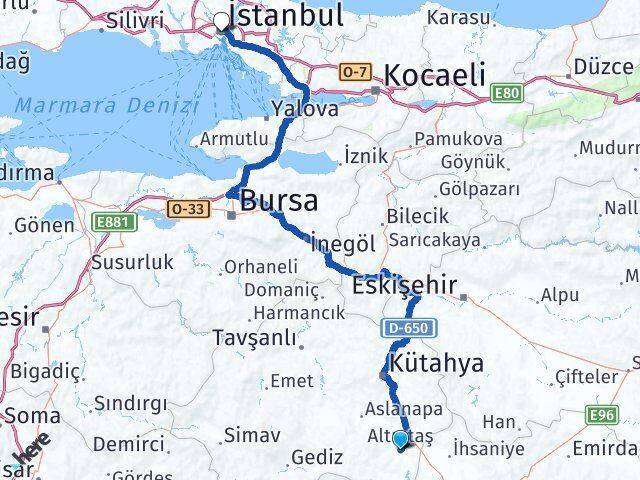 Altıntaş İstanbul Arası Kaç Km - Yol Tarifi