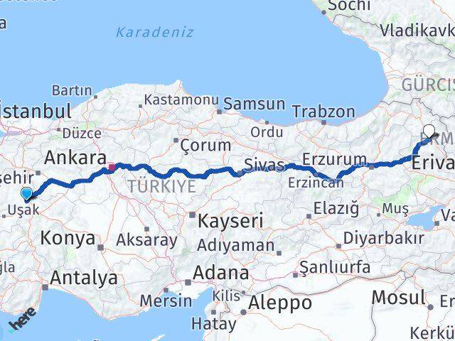 Kütahya Altıntaş Kars Arası Kaç Km - Yol Haritası