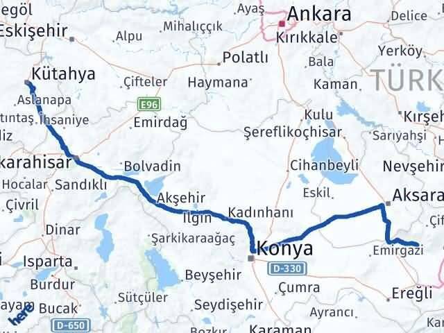 Kütahya Altunhisar Niğde Arası Kaç Km - Yol Haritası