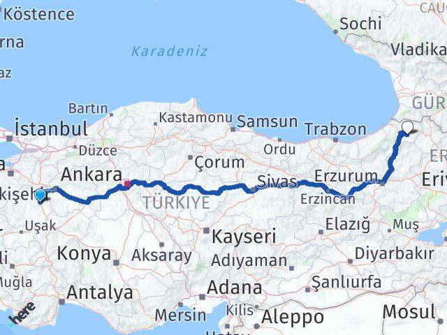 Kütahya Ardanuç Artvin Arası Kaç Km - Yol Haritası